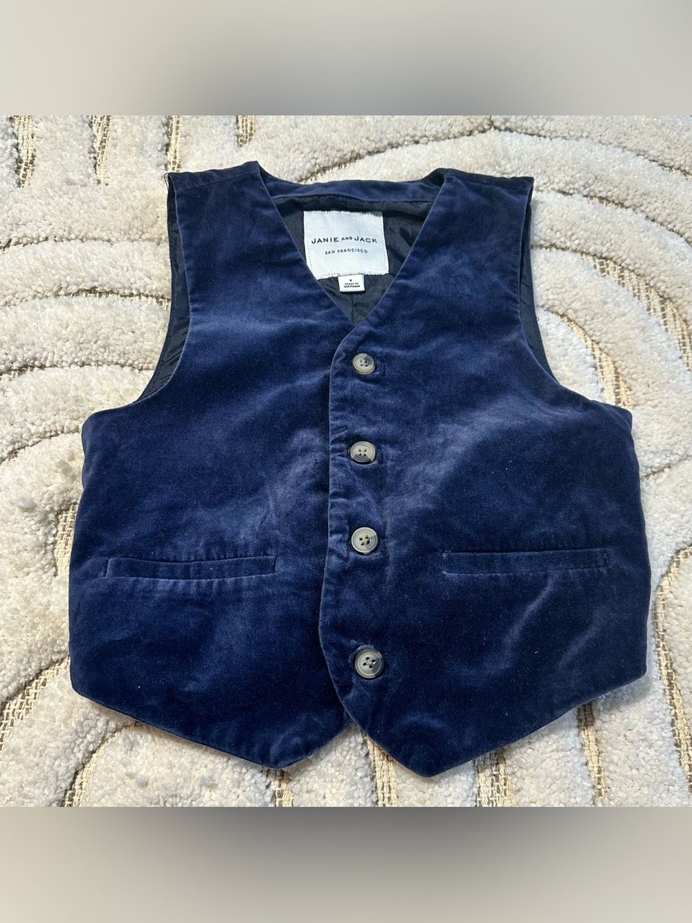 Boys Janie and Jack Blue Velvet / Velour Vest | Size 6
